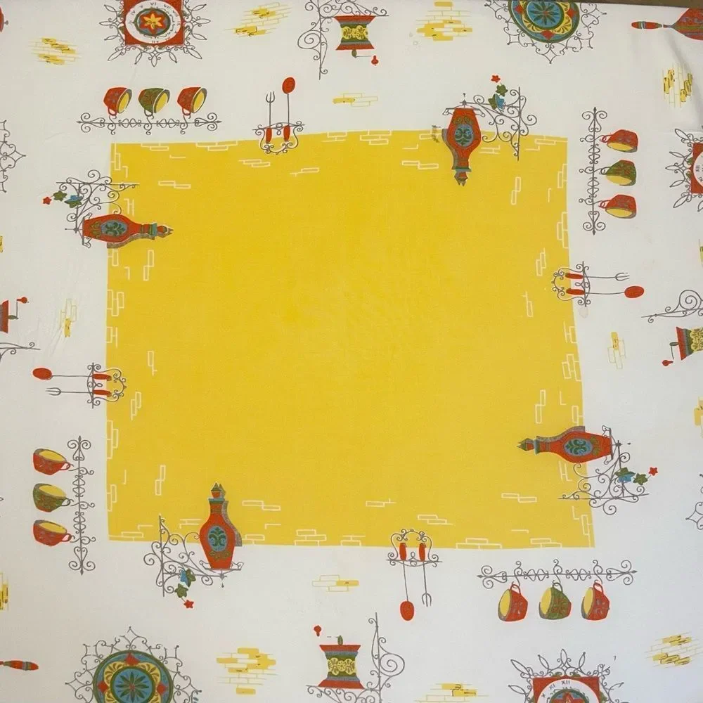 Vintage MidCentury French Cafe Kitchen Graphic Rectangular Tablecloth